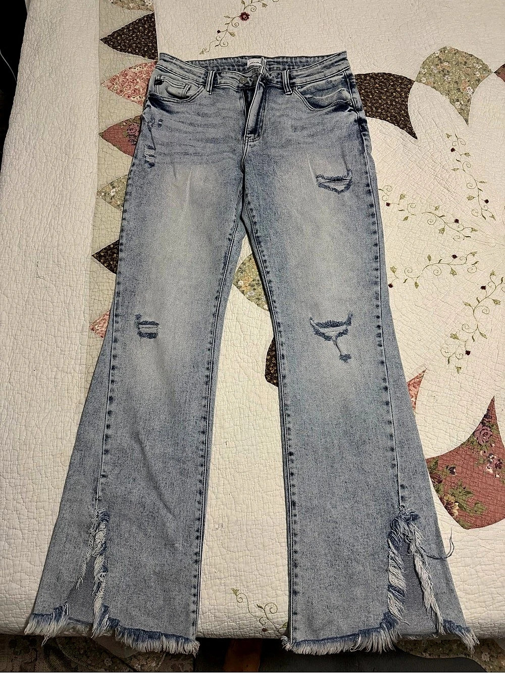 KanCan Distressed Wide Leg Jeans in Blue